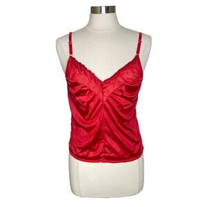 Vintage Mystic Creations Red Satin Nylon Cami Tank Top Women's Size‎ Medium